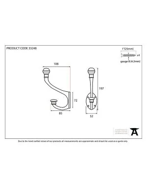 Beeswax 7 3/4" Hat & Coat Hook