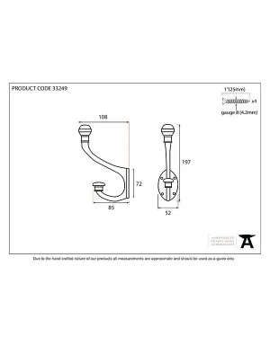 Black 7 3/4" Hat & Coat Hook
