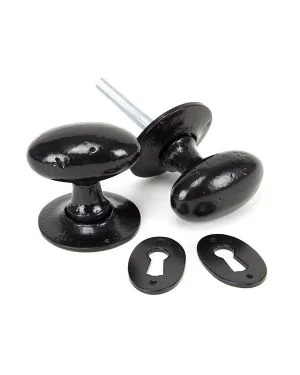 Black Oval Mortice/Rim Knob Set