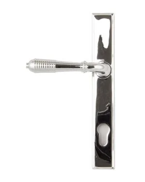 Polished Chrome Reeded Slimline Lever Espag. Lock Set