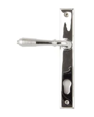Polished Chrome Reeded Slimline Lever Espag. Lock Set