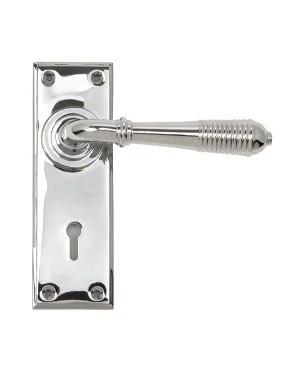 Polished Chrome Reeded Lever Lock Set