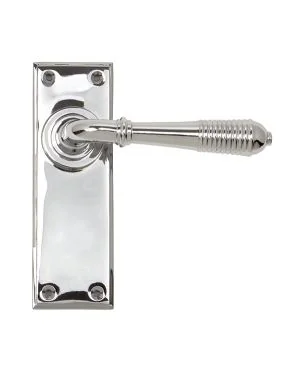 Polished Chrome Reeded Lever Latch Set