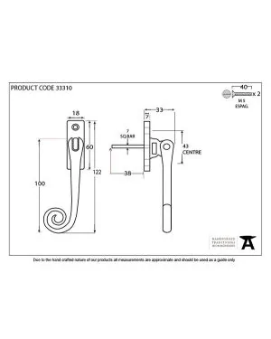 Polished Brass Slim Monkeytail Espag - LH