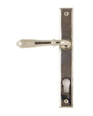 Polished Nickel Reeded Slimline Lever Espag. Lock Set