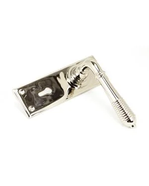Polished Nickel Reeded Lever Lock Set