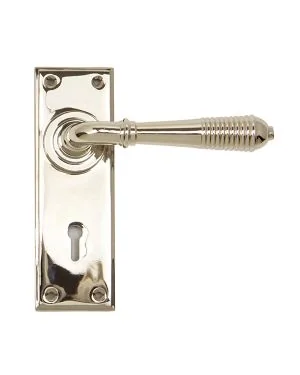 Polished Nickel Reeded Lever Lock Set