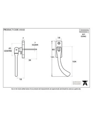 Black Slim Peardrop Espag - RH