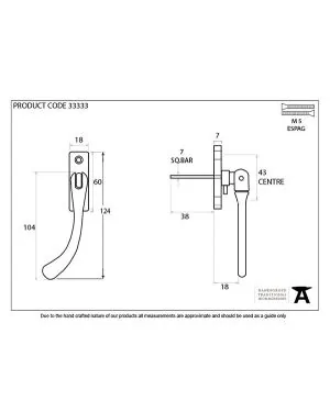 Antique Pewter Slim Peardrop Espag - LH