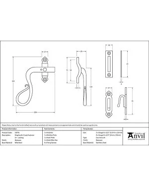 Beeswax Locking Shepherd's Crook Fastener - LH