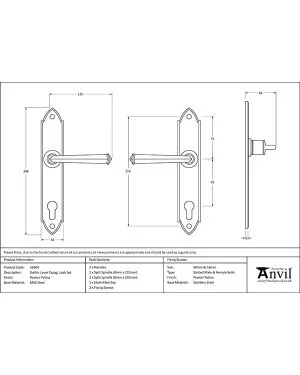 Pewter Gothic Lever Espag. Lock Set