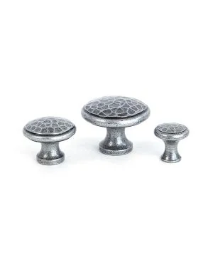 Pewter Hammered Cabinet Knob - Large