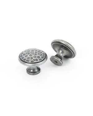 Pewter Hammered Cabinet Knob - Large