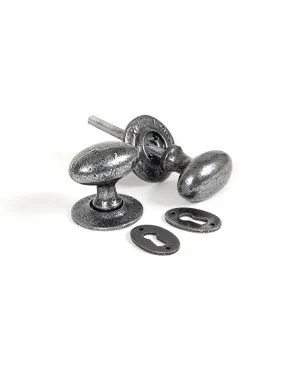 Pewter Oval Mortice/Rim Knob Set