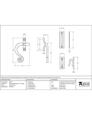 Pewter Locking Monkeytail Fastener - LH