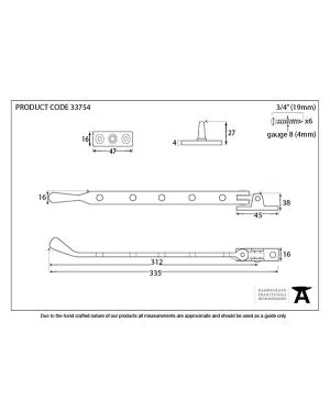 Polished Chrome 12" Peardrop Stay