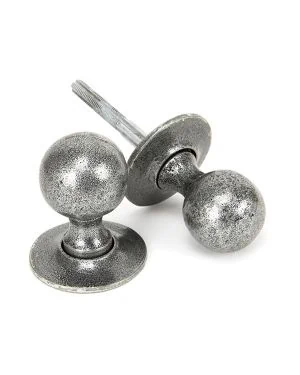 Pewter Round Mortice/Rim Knob Set