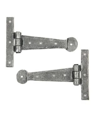 Pewter 6" Penny End T Hinge (pair)