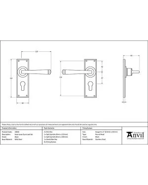 Black Avon Lever Euro Lock Set