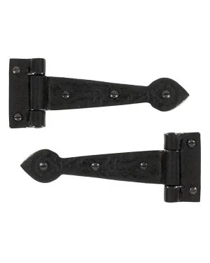 Black Textured 6" Cast T Hinge (pair)