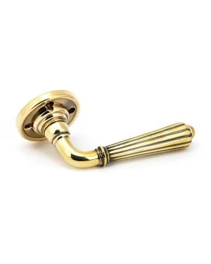 Aged Brass Hinton Lever on Rose Set