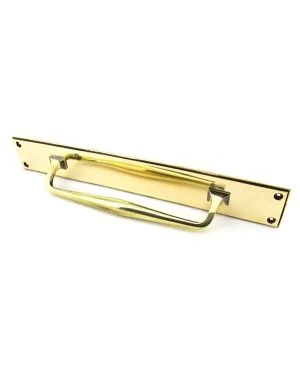 Aged Brass 425mm Art Deco Pull Handle on Backplate