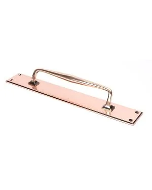 Polished Bronze 425mm Art Deco Pull Handle on Backplate