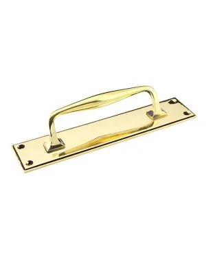 Aged Brass 300mm Art Deco Pull Handle on Backplate