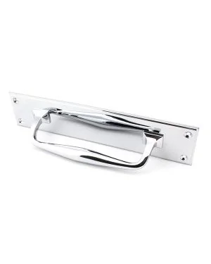 Polished Chrome 300mm Art Deco Pull Handle on Backplate