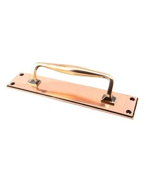 Polished Bronze 300mm Art Deco Pull Handle on Backplate