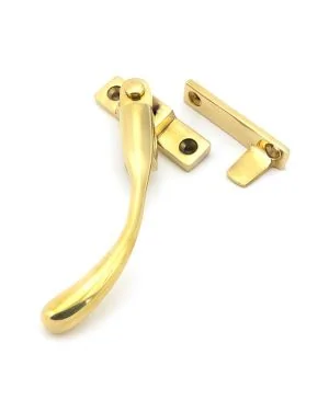Polished Brass Night-Vent Locking Peardrop Fastener - LH