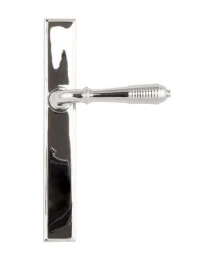 Polished Chrome Reeded Slimline Lever Latch Set