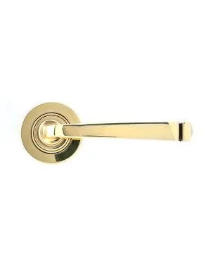 Aged Brass Avon Round Lever on Rose Set (Plain)