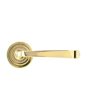 Aged Brass Avon Round Lever on Rose Set (Art Deco)