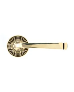 Aged Brass Avon Round Lever on Rose Set (Beehive)