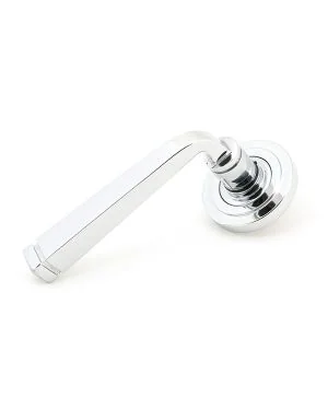 Polished Chrome Avon Round Lever on Rose Set (Art Deco)