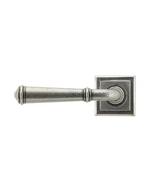Pewter Regency Lever on Rose Set (Square)
