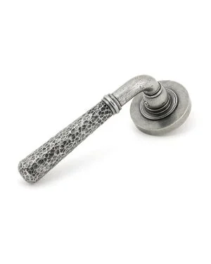 Pewter Hammered Newbury Lever on Rose Set (Plain)