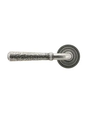 Pewter Hammered Newbury Lever on Rose Set (Art Deco)