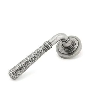Pewter Hammered Newbury Lever on Rose Set (Art Deco)