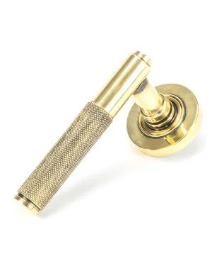 Aged Brass Brompton Lever on Rose Set (Plain)