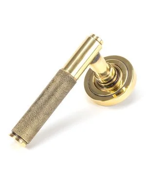 Aged Brass Brompton Lever on Rose Set (Art Deco)