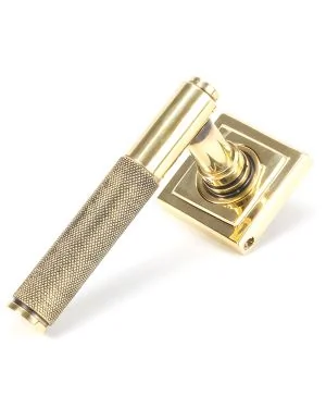 Aged Brass Brompton Lever on Rose Set (Square)