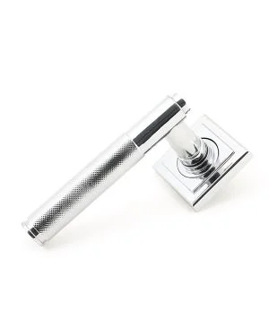 Polished Chrome Brompton Lever on Rose Set (Square)