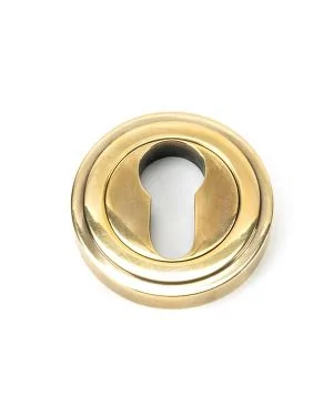 Aged Brass Round Euro Escutcheon (Art Deco)