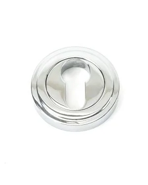 Polished Chrome Round Euro Escutcheon (Art Deco)