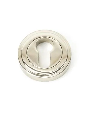Polished Nickel Round Euro Escutcheon (Art Deco)