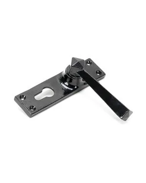 Black Straight Lever Euro Lock Set