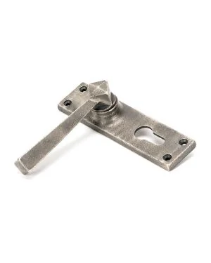 Antique Pewter Straight Lever Euro Lock Set