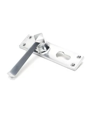 Satin Chrome Straight Lever Euro Lock Set